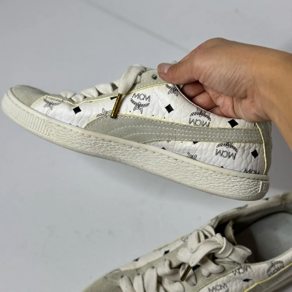 MCM x Puma US8 Classic White Suede Women’s Sneakers - Picture 4 of 16